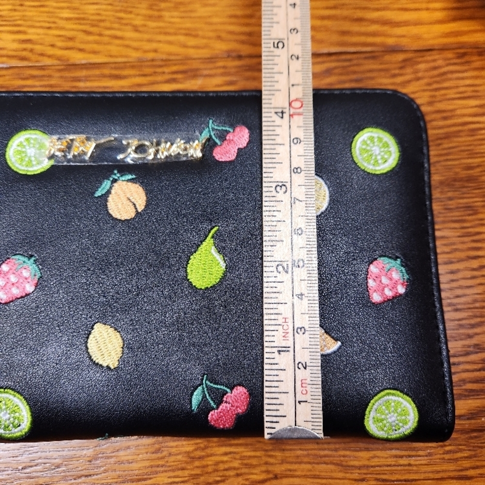 Betsey Johnson Black Fruit Embroidered Wristlet Wallet - Picture 9 of 10
